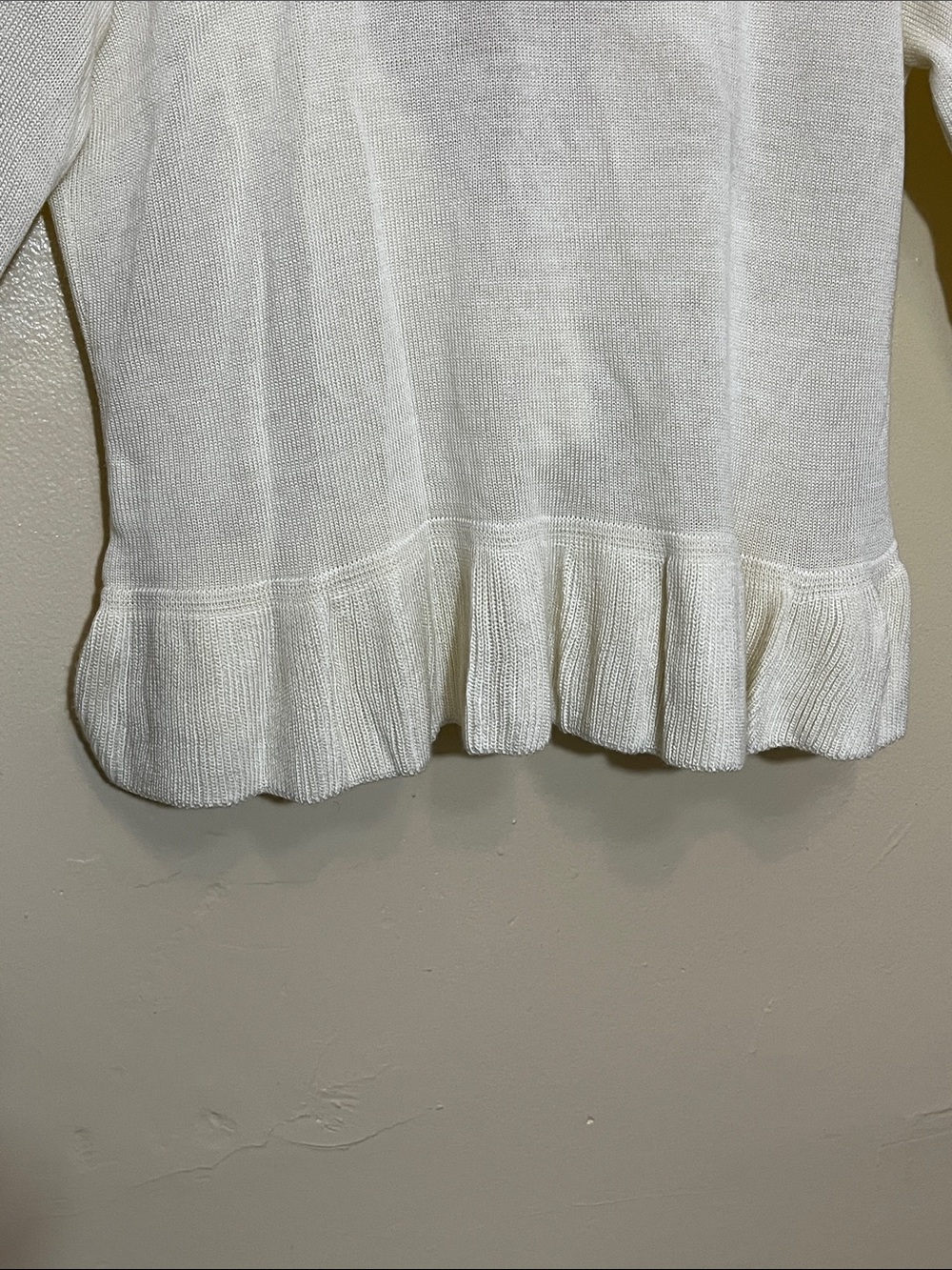 Notations Cream Ruffled Open-Front Cardigan - Picture 8 of 11